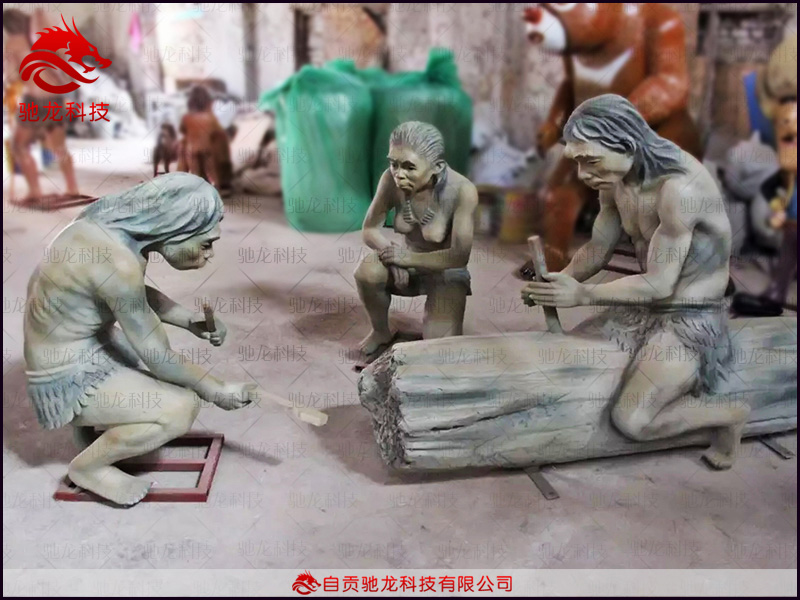 原始古人群生活農耕場景雕塑