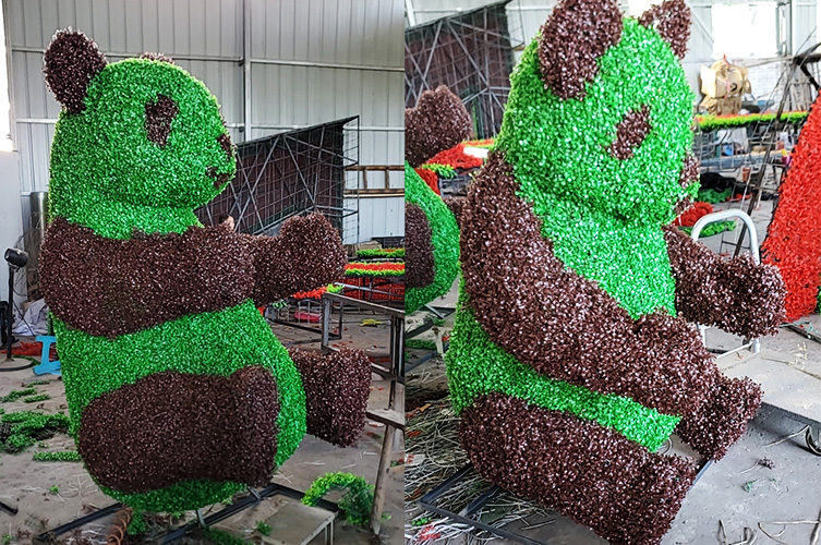 熊貓造型仿真綠雕定做